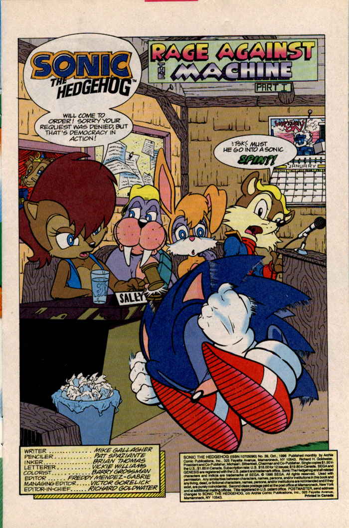 Sonic - Archie Adventure Series October 1996 Page 1